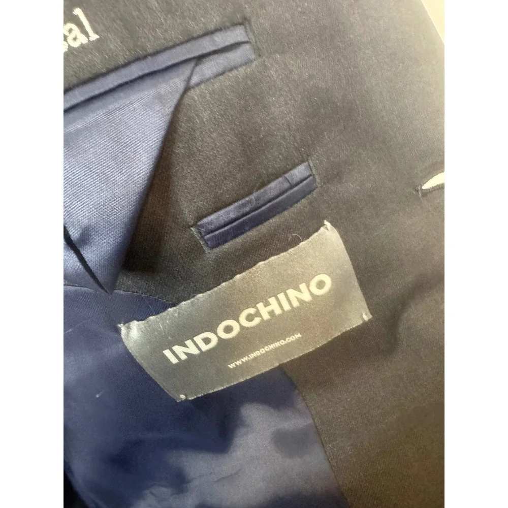 Indochino Mens 44 Charcoal Gray  Wool 2-Button Suit Jacket Blazer Ticket Pocket